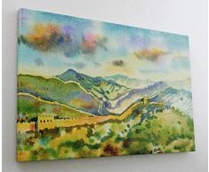 Asien Chinesische Mauer Leinwand Canvas Bild Wandbild Kunstdruck L2180 Größe 100 cm x 70 cm