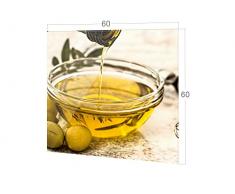 GRAZDesign 200042_60x60_SP Küchenrückwand Glas-Bild Spritzschutz Küche |Edler Kunstdruck Hinter Glas | Bild-Motiv Olivenöl | Eyecatcher für Zuhause (60x60cm)