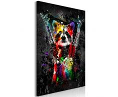 decomonkey Akustikbild Tiere Abstrakt 60x90 cm 1 Teilig Bilder Leinwandbilder Wandbilder XXL Schallschlucker Schallschutz Akustikdämmung Wandbild Deko leise Waschbär schwarz bunt