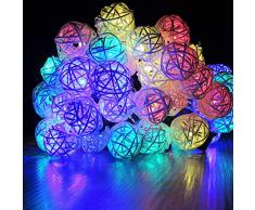 WXCCK 20 LED Solar Lichterkette, Rattan Ball Lichterkette wasserdichte Outdoor Gartenleuchten Für Hochzeit Garten Dekoration Energiesparlaternen