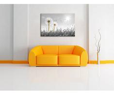 Pusteblumen auf Wiese schwarz/weiß Format: 120x80 auf Leinwand, XXL riesige Bilder fertig gerahmt mit Keilrahmen, Kunstdruck auf Wandbild mit Rahmen, günstiger als Gemälde oder Ölbild, kein Poster oder Plakat