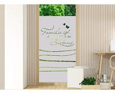 GRAZDesign Milchglas Folie Sichtschutz Streifen - für Glastür oder Duschwände Fensterfolie/Motiv: Familie Spruch für Wohnzimmer / 80x100cm Breite x Höhe