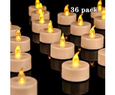 OSHINE36 led teelichter:Elektrische flackernde batteriebetriebene Kerzen 3.4x3.6 cm Batterien CR2032 Plastik Warmes Gelb[Batterien enthalten]