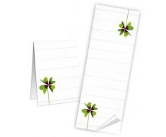 25 braune Geschenktüten Papiertüten inkl. beschreibbare Aufkleber Sticker Weiß mit Kleeblatt (Tütengröße: 14 x 22 x 5,6 cm); kleine Aufmerksamkeit als Geschenk, Mitgebsel uvm.