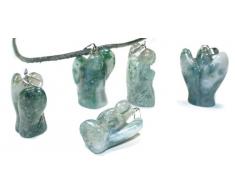 budawi® - Anhänger Engel aus Moosachat mit Öse, Edelstein-Engelsfigur ca. 20 x 16 mm