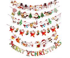 SERWOO 6 Stück Weihnachten Girlande Banner Wimpelkette Papier Girlande Weihnachtsgirlande Merry Christmas Girlande Weihnachtsmann Schneemann Weihnachten Deko (2.7M / Jede Girlande)