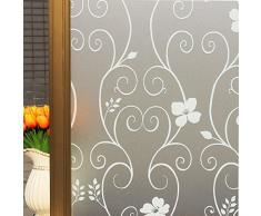DUOFIRE Privatsphäre Fensterfolie Dekorfolie Sichtschutzfolie Ohne Kleber Selbstklebend Glas Fenster Aufkleber Anti-UV Folie (60cm X 200cm, DP014W)