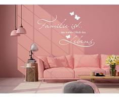 GRAZDesign 300121_50_WT090 Wandtattoo Familie ist das wahre Glück… als Wand-Dekoration | Wand-Aufkleber für Wohnzimmer | Wand-Sprüche selbstklebend (81x50cm//090 Silbergrau)