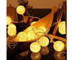 Cotton Ball Lichterkette - 3,5M 20 LED Kugel Lichterketten mit Stecker für Innen Nachtlicht Deko wie Weihnachten, Hochzeit, Party, Zimmer, Vorhang