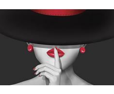 Artland Qualitätsbilder I Bild auf Leinwand Leinwandbilder Wandbilder 30 x 20 cm Liebe Erotik Frau Illustration Schwarz Weiß C0SZ Sei Still