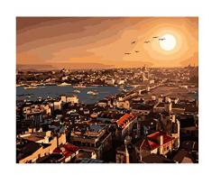 huayao Malen Nach Zahlen DIY Romantik In Der Abenddämmerung Landschaft Leinwandbild 60X75Cm Kein Rahmen