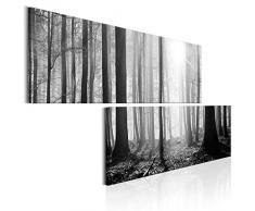 murando Bilder Wald 160x80 cm - Leinwandbilder - Fertig Aufgespannt - 2 Teilig - Wandbilder XXL - Kunstdrucke - Wandbild - Waldlandschaft Natur Wald Panorama Baum schwarz grau weiß c-B-0235-b-r