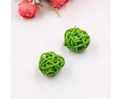 QWERTYU LIJIANME 5 / 10Pcs 3cm Bunte Rattan-Kugel künstliche Blumen Ball Weihnachten New Year Party Dekoration Kinder Geschenke DIY Bastelbedarf (Color : Green, Size : 10Pcs)