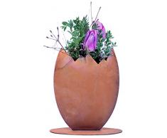 Rostikal | Edelrost Deko Osterei zum Bepflanzen | schöne Deko für Ostern und Frühling | 23 cm hoch