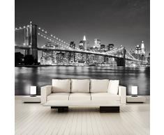 murimage Fototapete New York schwarz weiß 366 x 254 cm inklusive Kleister Manhattan USA Amerika Skyline Brücke schwarzweiß