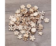Healifty 100 Stücke Holz Blumen Scheiben Holzscheiben Naturholzscheiben Streudeko Tischdeko für DIY Basteln Handwerk Weihnachten Hochzeit Geburtztag Deko 20mm (Mischmuster)