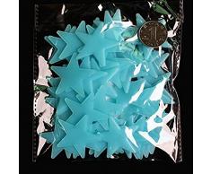 HugeStore 50 Stück Leuchtsterne Sterne Aufkleber Leuchtsticker Wandaufkleber Dekoration für Kinderzimmer und Schlafzimmer Blau