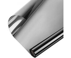 Lifetree Fensterfolie für Haus Sonnenschutzfolie Wärmegrad Kontrolle Ohne Kleber Spiegelfolie Fenstertönung Büro Privatsphäre Glas Fensteraufkleber Glatt Glas 60 * 200cm Schwarz