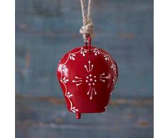 Paper High Fair Trade Kuhglocke mit roter Farbe und einem hübschen weißen Muster bemalt