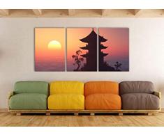 Pixxprint Buddhistischer Tempel in Asien, XXL Leinwandbild in Übergröße 210x100cm Gesamtmaß 3 teilig/Wandbild/Kunstdruck