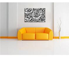 Monocrome, Blumen Flowewers Rosen Gelb Blumenmeer , Format: 60x40 auf Leinwand, XXL riesige Bilder fertig gerahmt mit Keilrahmen, Kunstdruck auf Wandbild mit Rahmen, günstiger als Gemälde oder Ölbild, kein Poster oder Plakat