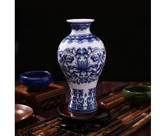 TOPmountain Porzellan-Blumenvase, antiker traditioneller chinesischer Blauer und weißer Porzellanvase-Keramikblumentopf für Hauptdekoration - C3