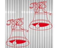 2 Glocken Aufkleber Glocke Weihnachtsglocke die cut Tattoo Wandtattoo Auto Fenster Deko Folie Weihnachten (rot)