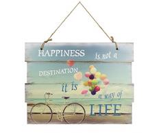 Woodpassion Holzschild 30x40 cm Happiness Way of Life Wandschild Schild Dekoschild Spruch Vintage Wandbild MDF