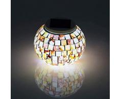 Wodtree Solarglasmosaik Kugelleuchten, Farbe ändern LED-Garten-Nachttischlampe for Innen Außen Schlafzimmer Partydekoration (Regenbogen), Farbe: Regenbogen (Color : Granite)