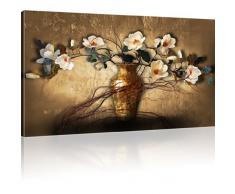 Magnolien in der Vase Wandbild Blumen Bilder auf Leinwand - 100x55 cm 1-Teilig: Mehrfarbig