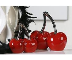 Moderne Skulptur Kirsche DOUBLE CHERRY aus Keramik rot/silber Höhe 16 cm