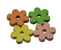 Bunte Streudekoration für Sommer - Holz Blüten/Blumen - 48 Stück (4cm) - Tischdeko/Tischschmuck/Streuartikel/Tischstreu/Streublumen/Holzblüten/Dekoration zum Streuen