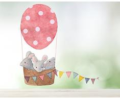 TinyFoxes Fensterbild Ostern Ballonfahrt (39 x 40 cm) - Wiederverwendbare Osterdekoration