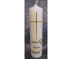 meinkerzenshop Hochzeitskerze Kerze Hochzeit Traukerze gold creme 16554