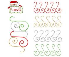 APERIL Weihnachtsverzierungs-Haken, Edelstahlhaken für Weihnachtsschmuck & Christbaumschmuck (160 Pcs, 2 Inch, 4 Farben)