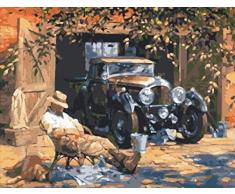 ART-HDeck Malen nach Zahlen Erwachsene Retro Oldtimer DIY Ölgemälde Kit Anfänger und Kinder Vorgedruckt Leinwand-Ölgemälde Geschenk Home Decor Wandkunst 40x50 cm(Rahmenlos)