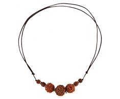 Buddha Figuren BUDDHAFIGUREN Schmuck Kette Braun aus 7 Rudraksha Samen
