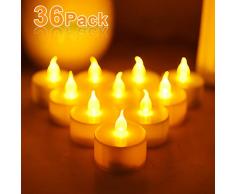 LED Kerzen, 36 Stück Flammenlose LED Tealights, Flackern Teelichter, elektrische Kerze Lichter Batterien Dekoration für Weihnachten, Weihnachtsbaum, Ostern, Hochzeit, Party