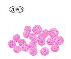 Worldoor Rattan-Kugeln, Rattan-Kugeln, für Garten, Hochzeit, Party, Handwerk, Hausdekoration, Vasenfüller, Dekokugeln, Naturkugeln 20 Stück rose