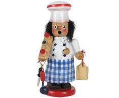 OBC Räuchermännchen Koch weiß kariert, 15 cm, Dekofigur Handbemalt im Erzgebirge - Stil/Räuchermann / Räucherfigur aus Holz