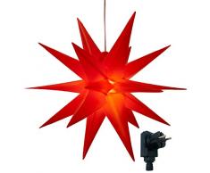 3D Leuchtstern/mit warm-weißer LED Beleuchtung/für Innen und Außen geeignet/hängend / 7,5 m Zuleitung/ca. 57x44x48 cm (Rot)