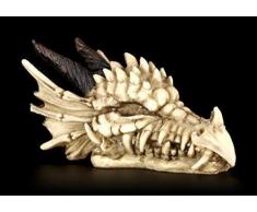 Drachen Totenkopf Figur | Drachenschädel mit Hörnern | Gothic Deko Skelett