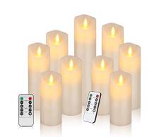 LED Kerzen,Flammenlose kerzen im 9er Set Realistisch flackernde LED-Flammen 10-Tasten Fernbedienung mit 24 Stunden Timer-Funktion