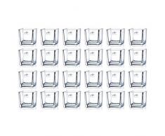 Sandra Rich 24er Set Teelichtgläser, Windlichter Cube H. 8cm 8x8cm Glas eckig