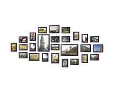 Yorbay Bilderrahmen 26er Set aus Holz Fotorahmen19 Stk. 10x15cm, 5 Stk. 13x18cm, 2Stk. 20x30cm aus Plexiglas Foto Collage, mit 3 häufigsten 1:1 Installationsvorlage und Bildabdeckung(Schwarz), Mehrweg