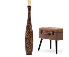 Leewadee Große Bodenvase für Dekozweige hohe Standvase Design Holzvase 90 cm, Mangoholz, braun