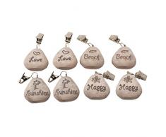 ToCi 8 x Tischtuchbommeln im Set | Tischdeckenhalter im Beach-Look und Stein Optik | Tischdeckenbeschwerer mit Klammer