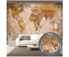 GREAT ART Fototapete – Weltkarte – Wandbild Used Look Dekoration Old School Vintage World-Map Globus Kontinente Atlas Retro - Weltkugel Geografie Wandtapete (336 x 238 cm)