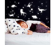 ilka parey wandtattoo-welt Wandtattoo Leuchtsticker Dinosaurier Dinos T Rex Sterne fluoreszierend nachleuchtend 54 Teile M2402 / Teil 2
