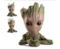 Diligencer Nette Baby Groot Pflanzer Blumentopf Baum Mann Herzförmige Blumentopf Mit Drainage Loch Bleistift Stifthalter Für Outdoor Indoor Ornament Büro Party Weihnachten Geburtstagsgeschenk 6,1